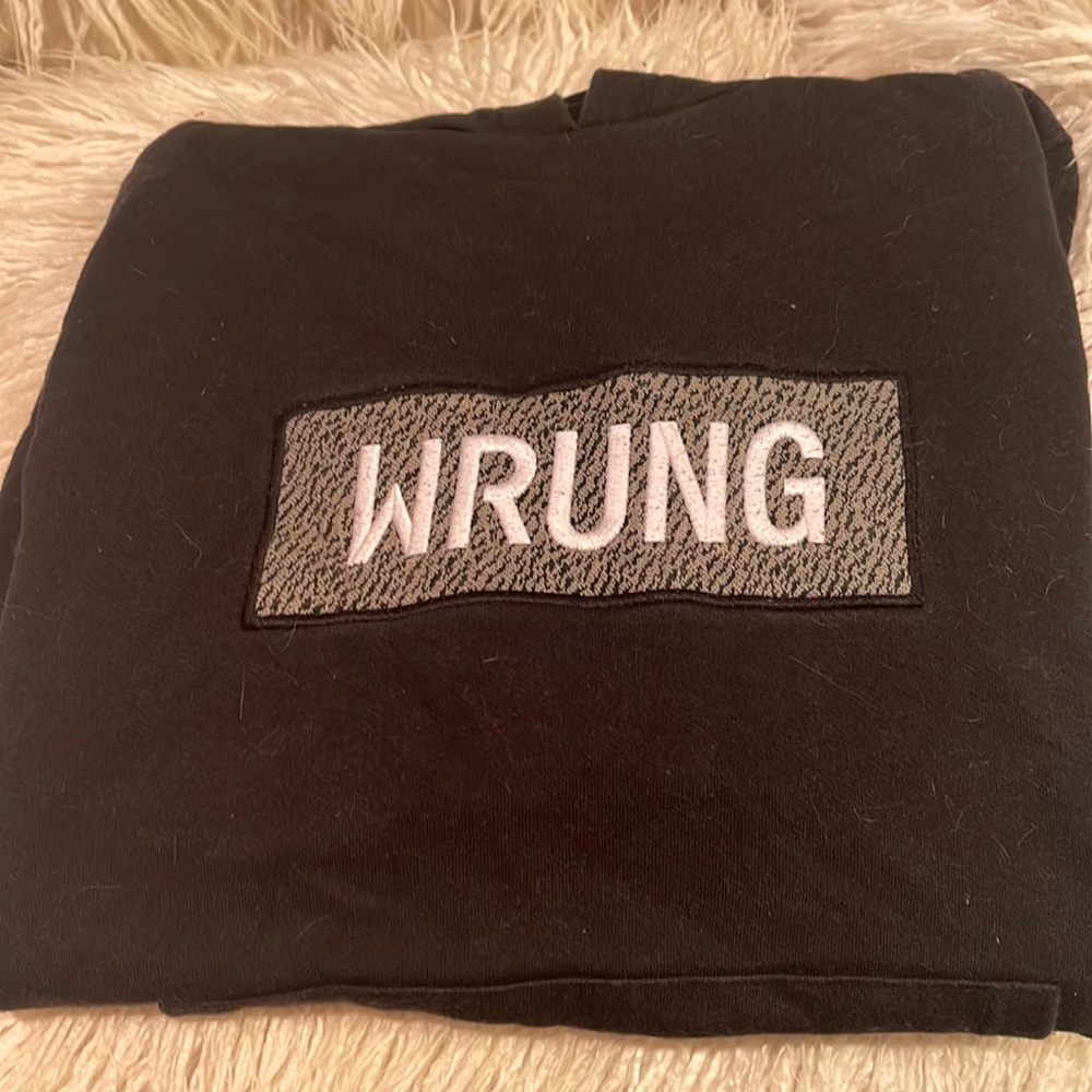 WRUNG Black Hoodie - Pullover with front pocket